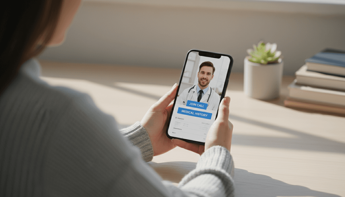 Patient on secure Zoom consultation with physician